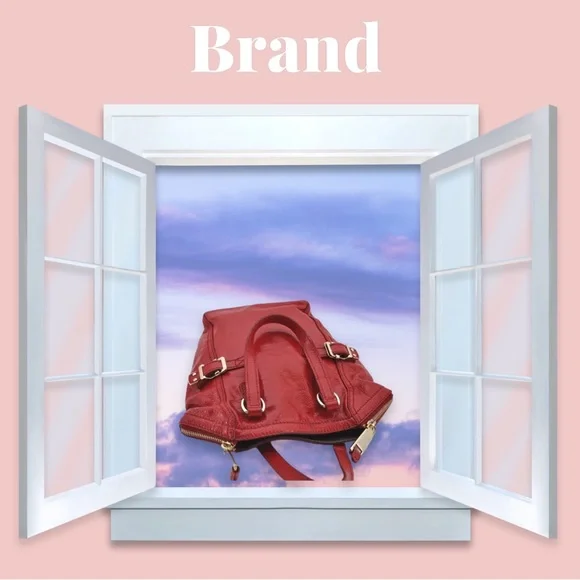 Authentic YVES SAINT LAURENTDowntown Mini Hand Bag Enamel Red 2866E